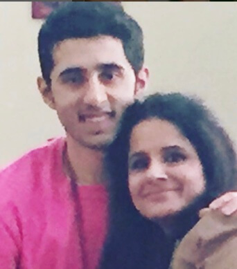 Girija Parthasarathy with her son.